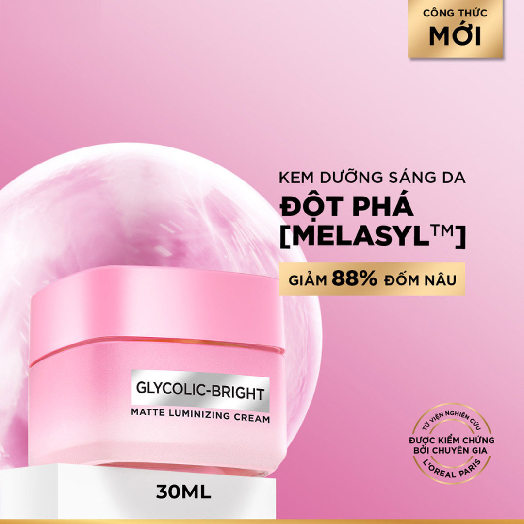 Kem Dưỡng L'Oreal Glycolic-Bright Matte Luminizing Cream