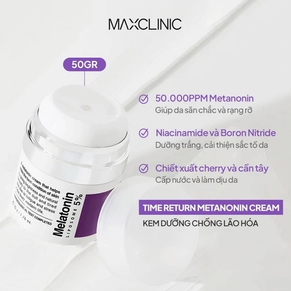 Melatonin Liposome 5% Maxclinic Time Return Cream fullbox 50g