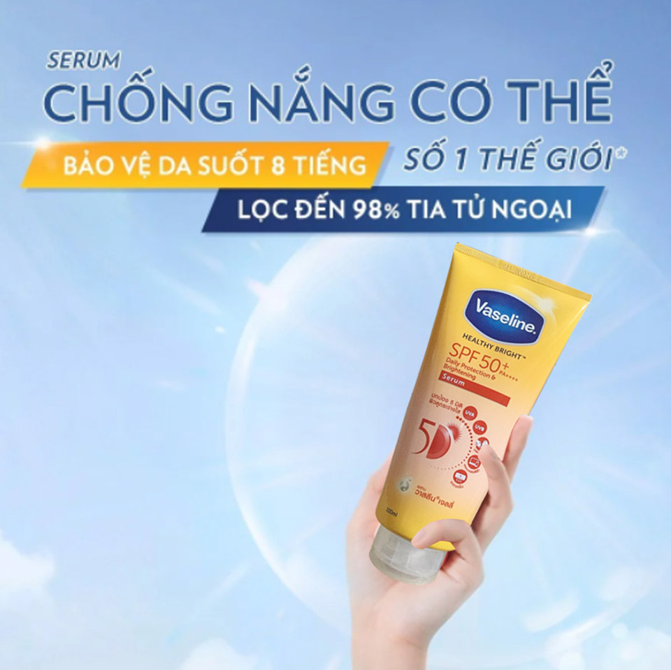Sữa Dưỡng Thể Chống Nắng Vaseline 50X Healthy Bright Daily Protection & Brightening Serum SPF50 320ML