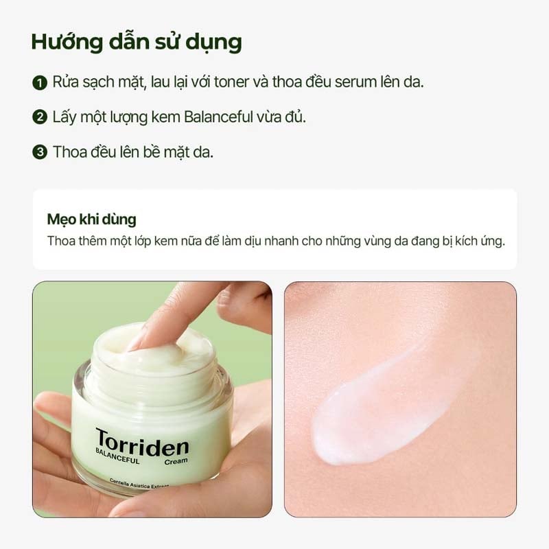 Kem Dưỡng Torriden Phục Hồi Da Mềm Mại Balanceful Cica Cream 80ml