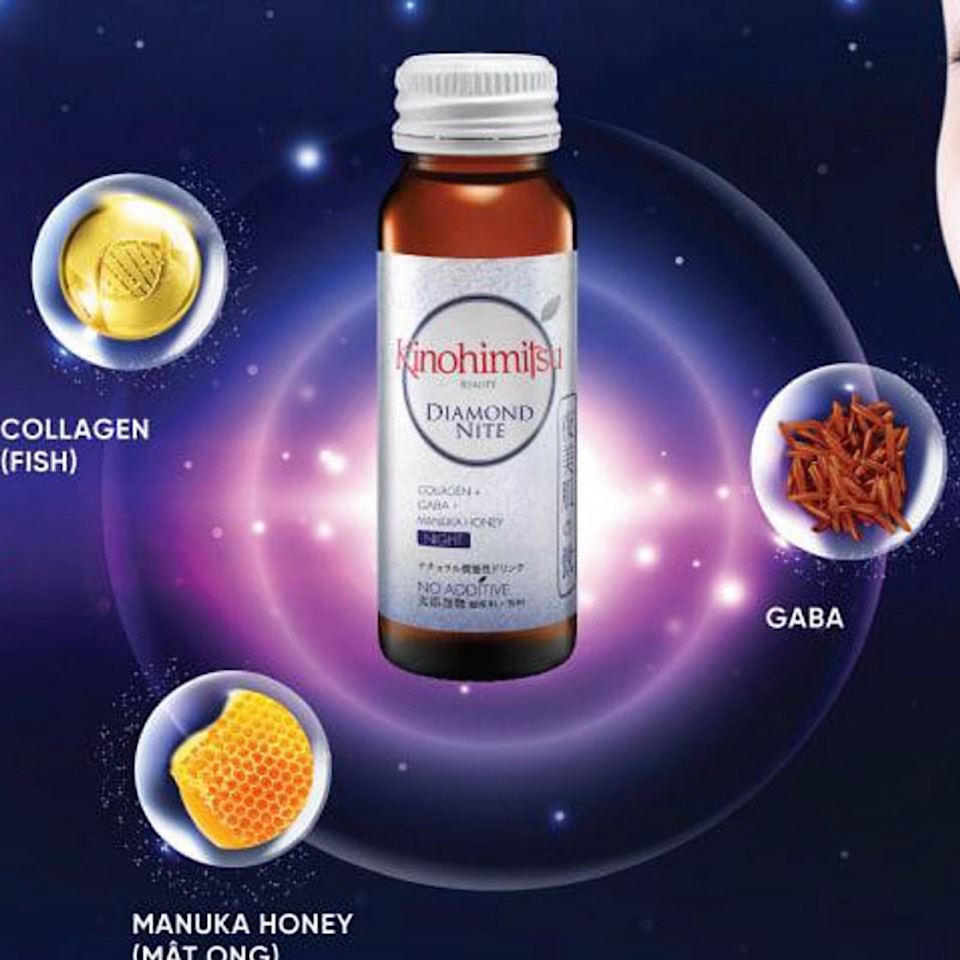 NƯỚC UỐNG KINOHIMITSU GIÚP NGỦ NGON VÀ ĐẸP DA J'PAN COLLAGEN DIAMOND NITE DRINK