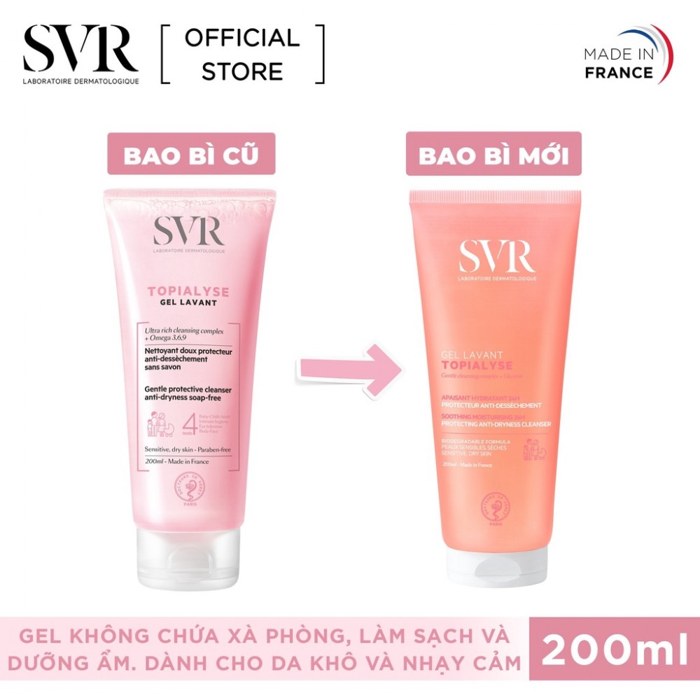 Gel rửa mặt SVR Topialyse Gel Lavant 200ml