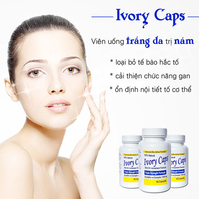 Viên Uống Trắng Da, Trị Nám, Tàn Nhang Ivory Caps Glutathione Complex 1500mg